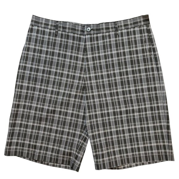 Adidas Shorts Men's MCC Plaid Novelty Golf Black /Precinct Flat Front NWT - Picture 2 of 7